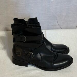 Born McMillan Black Leather Harness Ankle Boots